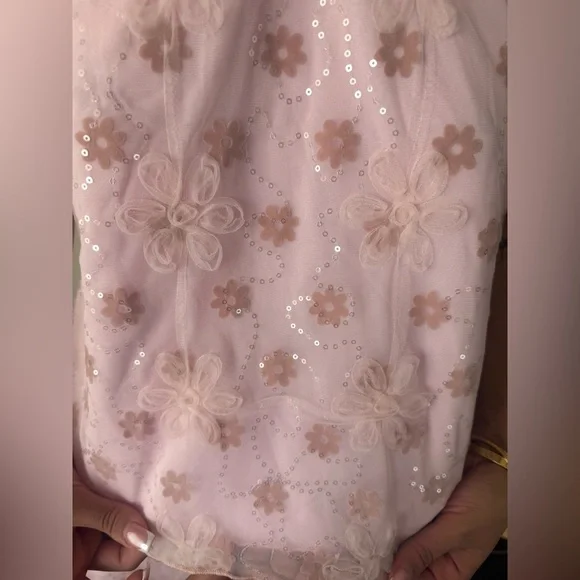 New open back Pink Floral Halter 2pc set size Small, but fits like a size M - Picture 12 of 14